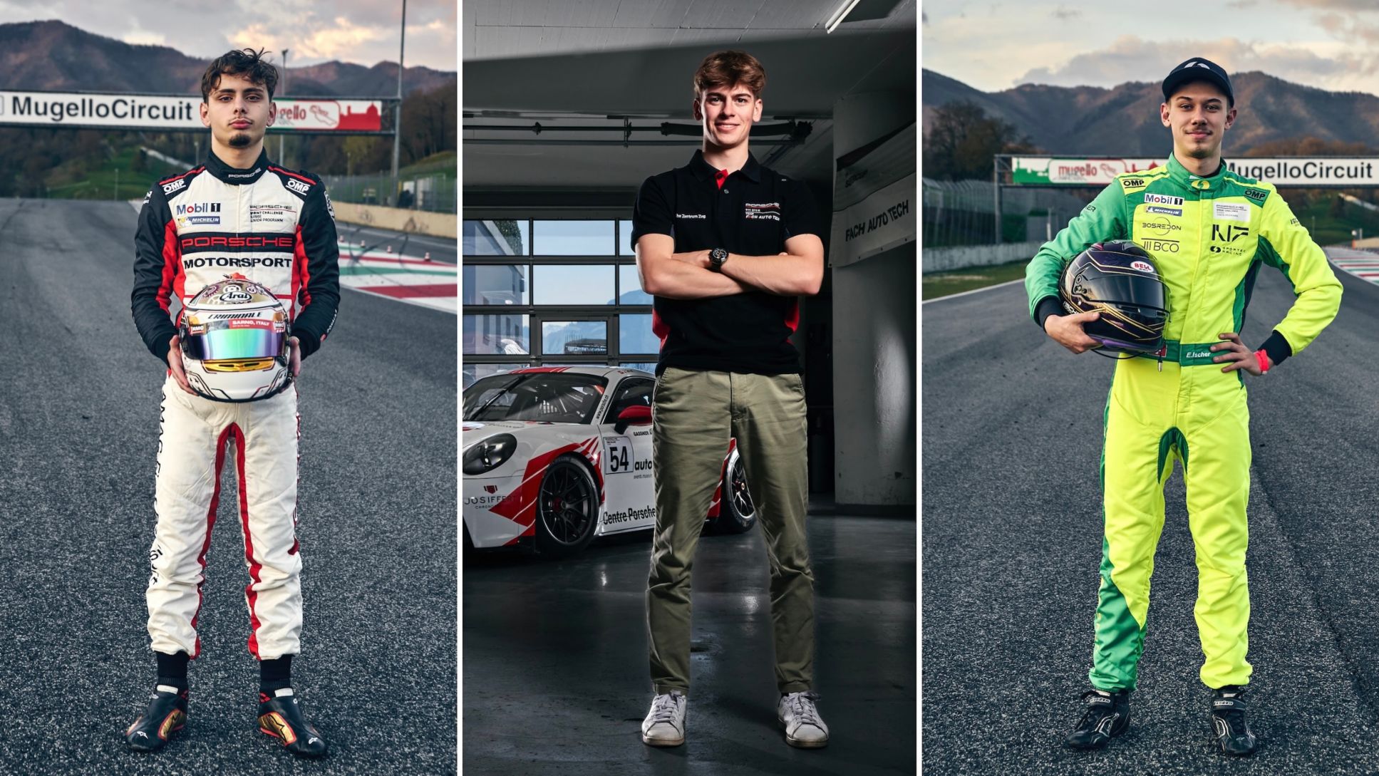 Elia Pappacena, Jérémy Siffert, Ethan Ischer (l-r), Porsche Sports Cup Suisse, 2025, Porsche Schweiz AG