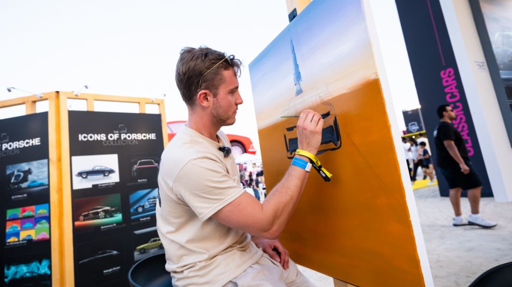 Pascal Goebel, German artist, Icons of Porsche, Dubai, 2025, Porsche AG