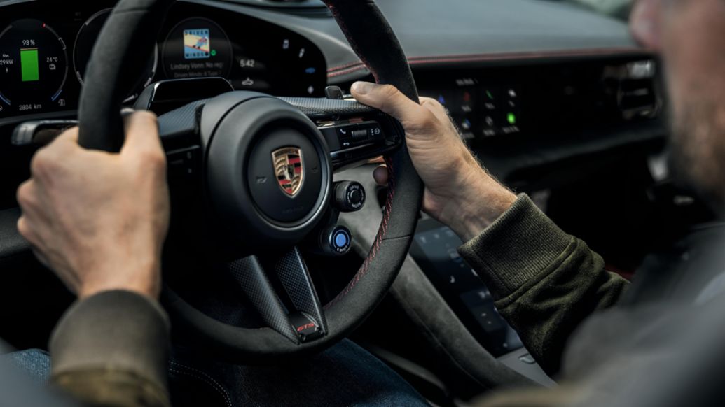 Porsche Taycan GTS, levas de cambio E-Shift e interruptor del modo E-Shift, 2026, Porsche AG