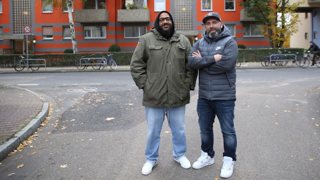 Moses Pelham, Niko Hüls, Backspin, l-r, Back to Tape, Frankfurt, 2018, Porsche AG