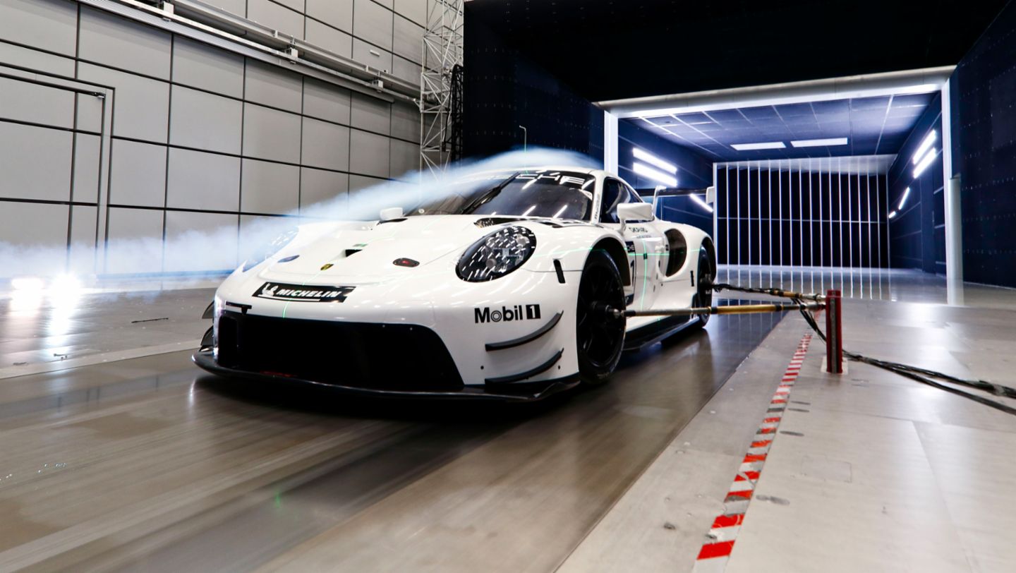 911 RSR (año modelo 2019), túnel de viento de Porsche, Weissach, 2019, Porsche AG