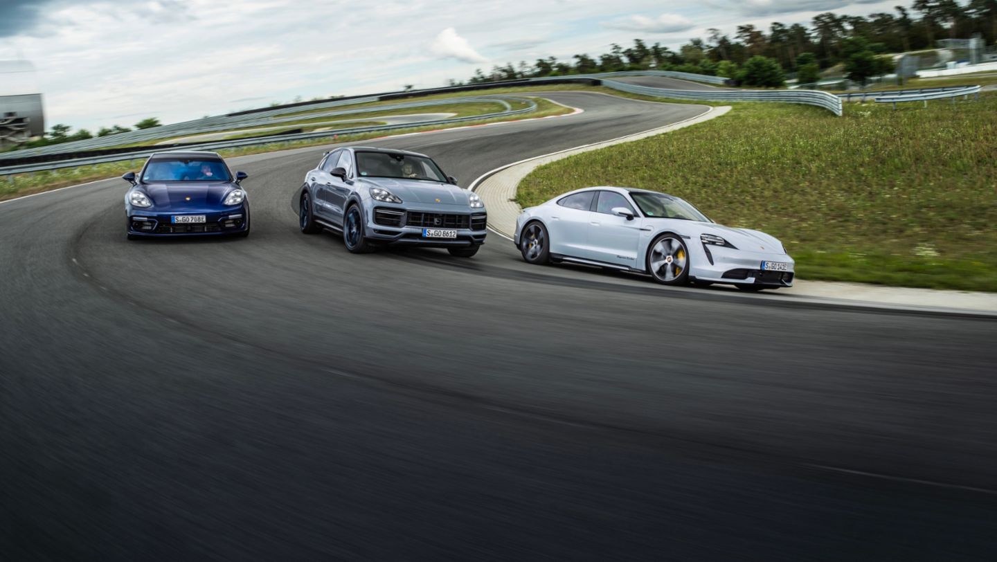 Panamera Turbo S E-Hybrid, Cayenne Turbo GT, Taycan Turbo, Nürburgring Nordschleife, 2021, Porsche AG