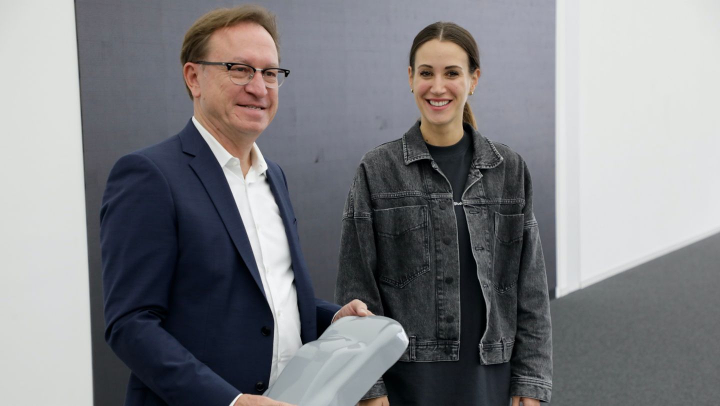Grant Larson, Director of Special Projects at Style Porsche, Daniela Milošević, Designer Colour and Material Design, l-r, 2022, Porsche AG