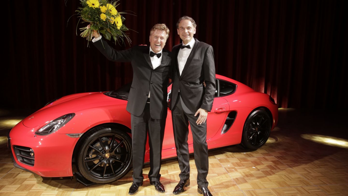 Cayman, Dr. Daniel Fingerle, Dr. Oliver Blume (l-r),, Leipzig Opera Ball 2015, Porsche AG